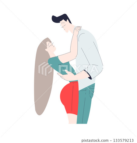 Man and Woman Romantic Couple Cuddle Enjoy Love Story and Relationship Vector Illustration 133579213