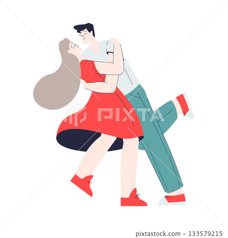 Man and Woman Romantic Couple Dancing Enjoy Love Story and Relationship Vector Illustration Man and Woman Romantic Couple Dancing Enjoy Love Story and Relationship Vector Illustration 133579215