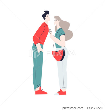 Man and Woman Romantic Couple Enjoy Love Story and Relationship Vector Illustration 133579220