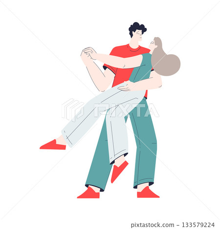 Man and Woman Romantic Couple Dancing Enjoy Love Story and Relationship Vector Illustration 133579224