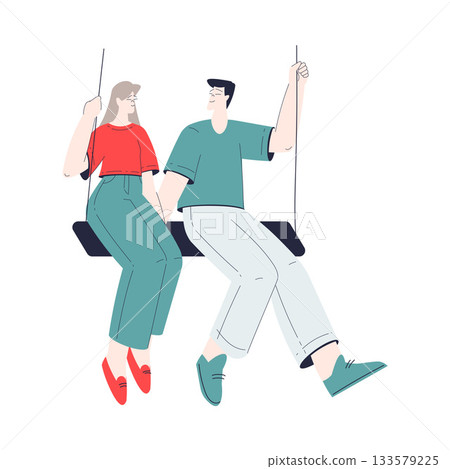 Man and Woman Romantic Couple Swinging Enjoy Love Story and Relationship Vector Illustration Man and Woman Romantic Couple Swinging Enjoy Love Story and Relationship Vector Illustration 133579225