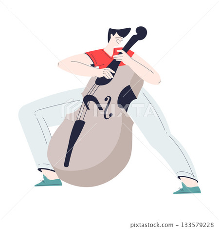 Man Character Play Romantic Music with Instrument Vector Illustration 133579228