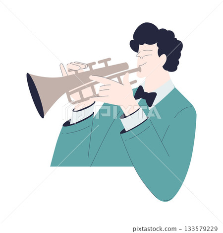 Man Character Play Romantic Music with Instrument Vector Illustration 133579229
