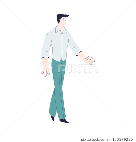 Happy Man Character Dancing Moving Body Vector Illustration 133579230
