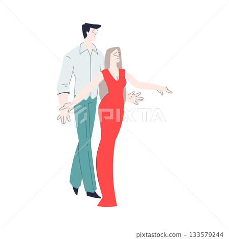Man and Woman Romantic Couple Dancing Enjoy Love Story and Relationship Vector Illustration 133579244