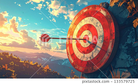 Bullseye Arrow Hit on Mountain Goal 133579725