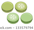 Illustration of four types of matcha macarons (Matcha Sweets 17) 133579794