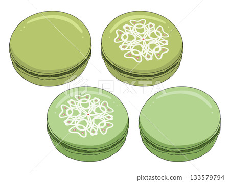 Illustration of four types of matcha macarons (Matcha Sweets 17) Illustration of four types of matcha macarons (Matcha Sweets 17) 133579794