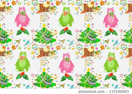 白色底可愛聖誕節無縫圖案 133580083