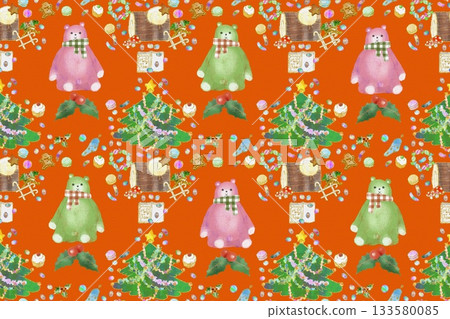 華麗的紅色聖誕圖案背景 133580085