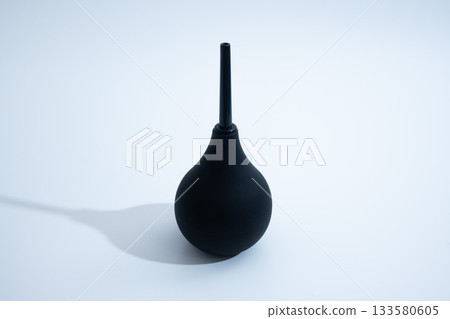Black Rubber Enema Bulb on White Background Black Rubber Enema Bulb on White Background 133580605