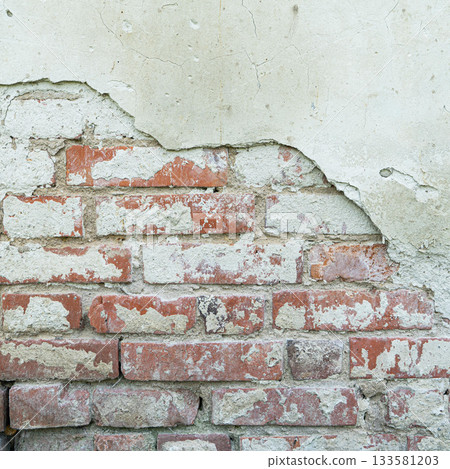 old brick wall, red and white colour, broken bricks, peeling plaster, vintage texture, background for banner, copy space old brick wall, red and white colour, broken bricks, peeling plaster, vintage texture, background for banner, copy space 133581203