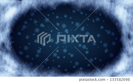 Snowflakes gracefully fall in a winter wonderland with a deep blue backdrop under a cloudy sky Snowflakes gracefully fall in a winter wonderland with a deep blue backdrop under a cloudy sky 133582098
