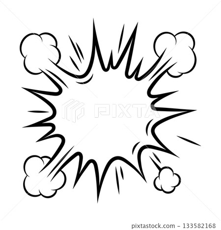 Cartoon speech bubble explosion. Pop art illustration in comic style. Cartoon speech bubble explosion. Pop art illustration in comic style. 133582168