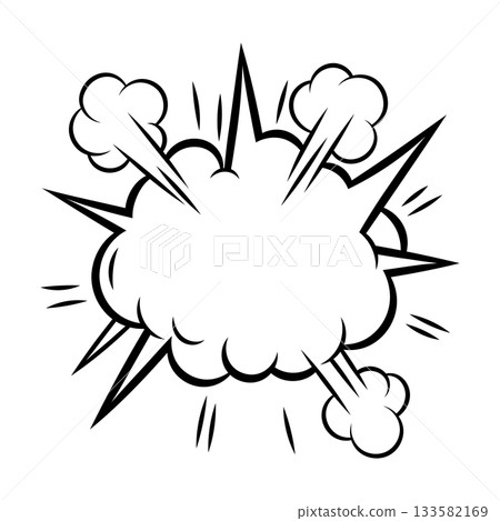 Cartoon speech bubble explosion. Pop art illustration in comic style. 133582169