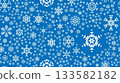 Christmas background or card with geometric snowflakes falling for invitation or xmas holiday greetings 133582182