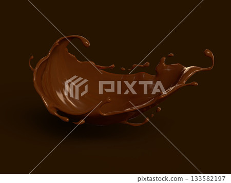 3D illustration of melted chocolate 3D illustration of melted chocolate 133582197