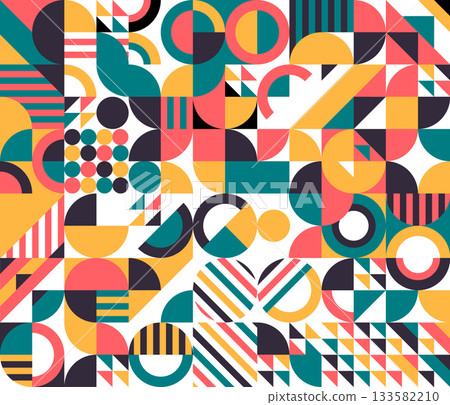 Geometric Abstract Background, Modern Bauhaus Style Pattern. Eps 10 Geometric Abstract Background, Modern Bauhaus Style Pattern. Eps 10 133582210