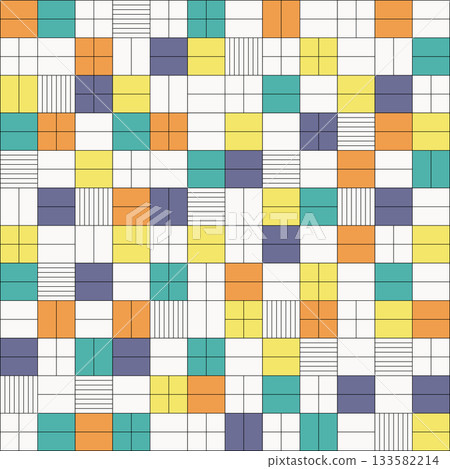 Retro Geometry: Square Patchwork in Bright Tones. Modern Mosaic: Minimalist Art Background with Grid. Eps 10 Retro Geometry: Square Patchwork in Bright Tones. Modern Mosaic: Minimalist Art Background with Grid. Eps 10 133582214