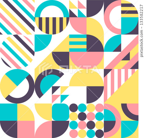 Abstract Geometric Pattern in Memphis and Bauhaus Style. Eps 10 Abstract Geometric Pattern in Memphis and Bauhaus Style. Eps 10 133582217