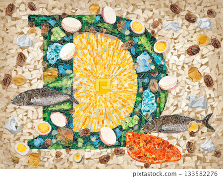 set of different types of flowers and fruits 133582276