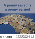 save money and account book with coins 133582418