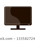 Simple computer template with a blank dark screen. Flat illustration. 133582724
