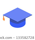 Simple illustration of a graduation cap with a tassel. Flat 133582728