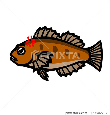 Illustration of a cute angry rockfish Illustration of a cute angry rockfish 133582797