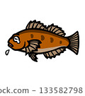 Illustration of a cute sad rockfish 133582798