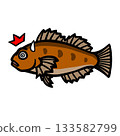 Illustration of a cute surprised rockfish 133582799