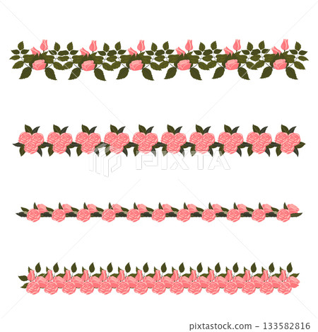A set of light pink rose borders for your design. A set of light pink rose borders for your design. 133582816