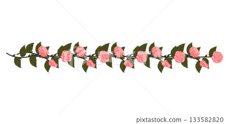 A border of light pink, lush roses for your design. A border of light pink, lush roses for your design. 133582820