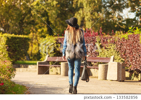 Back view of stylish woman on air 133582856