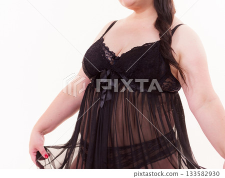 Woman plus size in lace lingerie set Woman plus size in lace lingerie set 133582930