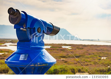 Tourist binoculars in Las Salinas, Cabo de Gata, Spain Tourist binoculars in Las Salinas, Cabo de Gata, Spain 133583093