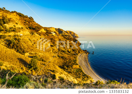 Coast landscape, cliffs in Andalusia Spain 133583132