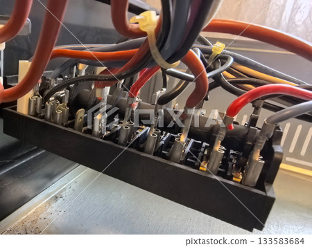 Relay switch assembly showcasing electrical connections and wiring techniques Relay switch assembly showcasing electrical connections and wiring techniques 133583684