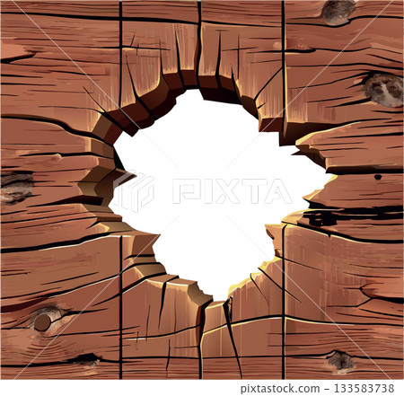 Old broken wooden planks creating a hole background 133583738