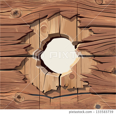Old broken wooden planks creating a hole background- Old broken wooden planks creating a hole background- 133583739