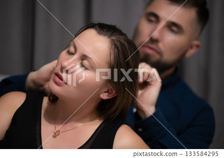 Relaxing evening of pampering with gentle hair care and soothing conversations creating a cozy atmosphere between friends at home Relaxing evening of pampering with gentle hair care and soothing conversations creating a cozy atmosphere between friends at home 133584295