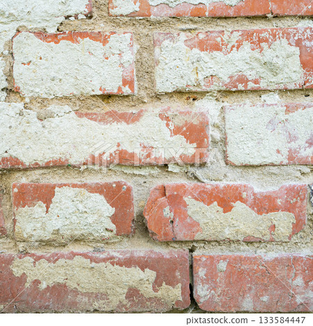 Clay red brick close-uo macro texture. Construction brick isolate on white Clay red brick close-uo macro texture. Construction brick isolate on white 133584447