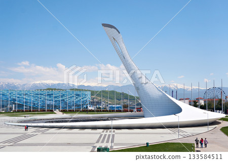 ADLER, SOCHI, RUSSIA - April 26, 2019: Torch in Olympic Park Sochi ADLER, SOCHI, RUSSIA - April 26, 2019: Torch in Olympic Park Sochi 133584511