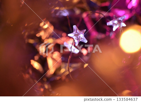 Star-shaped illuminations, colorful and beautiful light photos, fantastic illuminations, winter, bokeh 133584637
