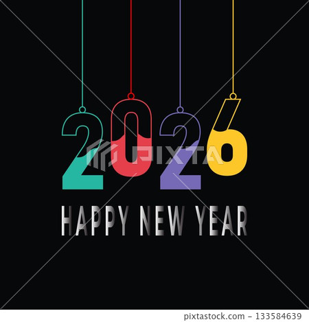 2026 Happy New Year typography design, 2026 lettering design template 2026 Happy New Year typography design, 2026 lettering design template 133584639