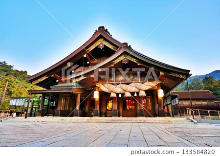 View of the worship hall of Izumo Taisha Shrine View of the worship hall of Izumo Taisha Shrine 133584820