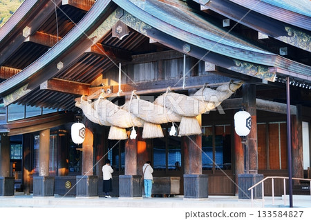 View of the worship hall of Izumo Taisha Shrine View of the worship hall of Izumo Taisha Shrine 133584827