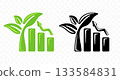 Growth chart, arrow and plant sprout, graphic design. Finance, financial, business, investment and profit, vector design and illustration 133584831