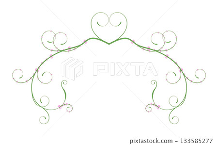 Romantic Green Valentine Heart Flourish Ornament Border Romantic Green Valentine Heart Flourish Ornament Border 133585277