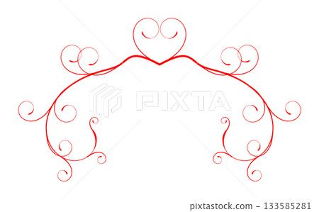 Romantic Red Valentine Heart Flourish Ornament Border Romantic Red Valentine Heart Flourish Ornament Border 133585281